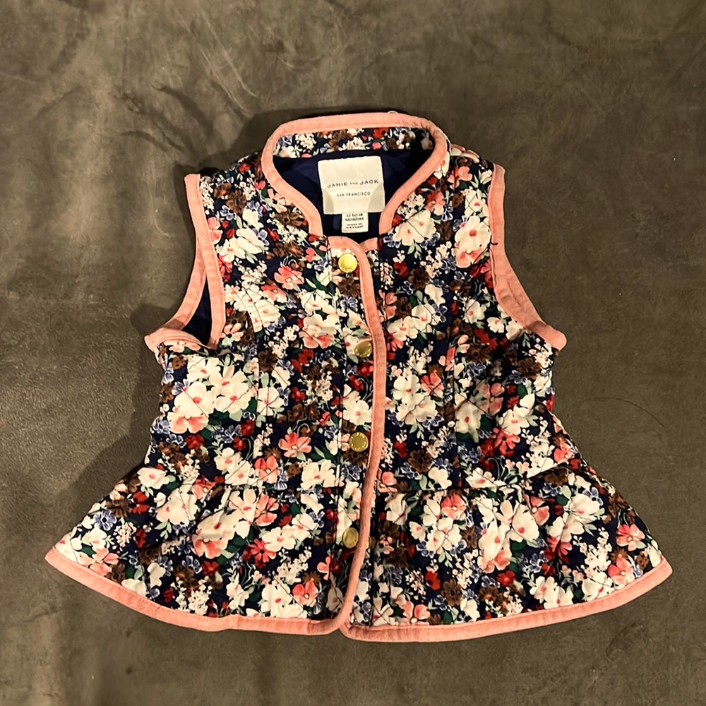 Floral Vest, Like New, 12-18 Months